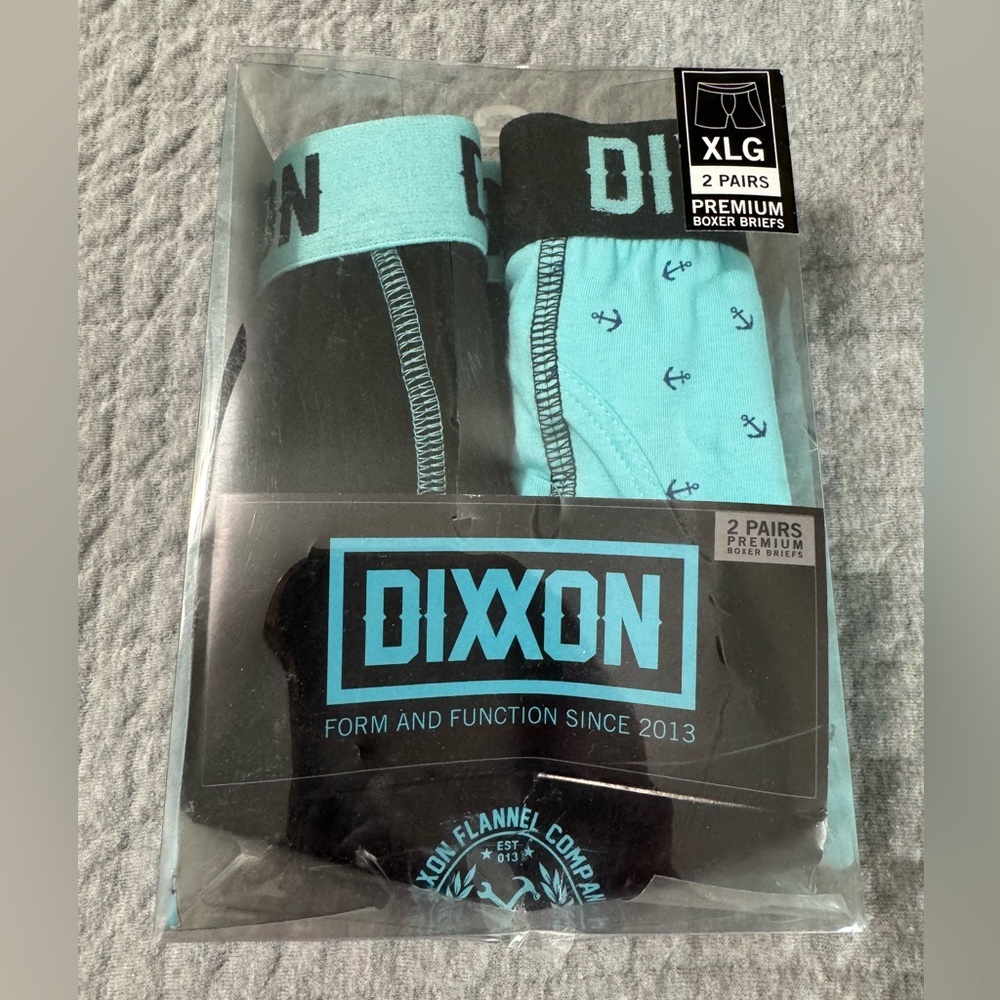 Dixxon Premium Boxer Briefs 2-Pack Blk/Tif Blue & Tif Blue w/ Anchors Design XL